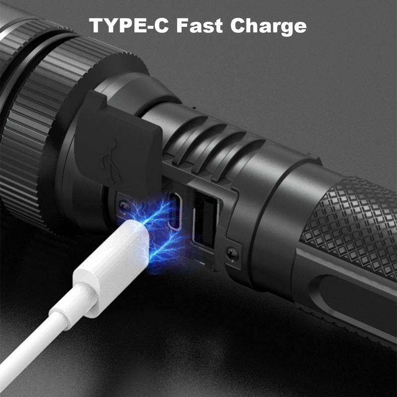 2-in-1 Power Bank Flashlight – Super Bright, Zoomable & USB Rechargeable