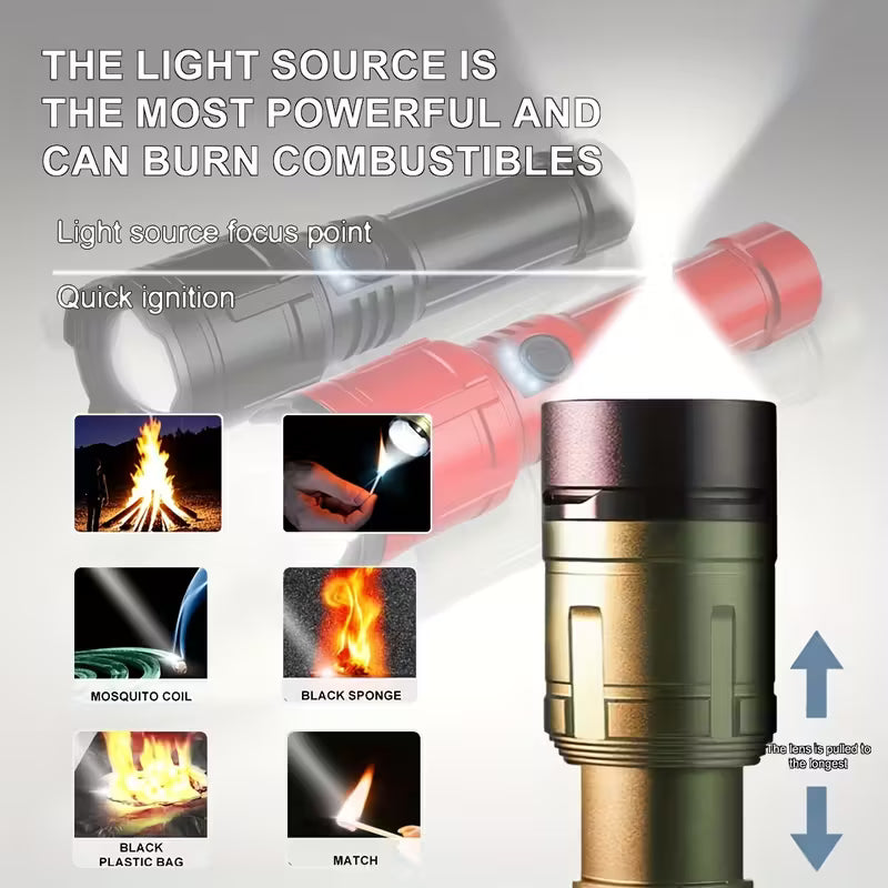 Pure Aluminum Tactical Flashlight with Burning Lens - More Than Light
