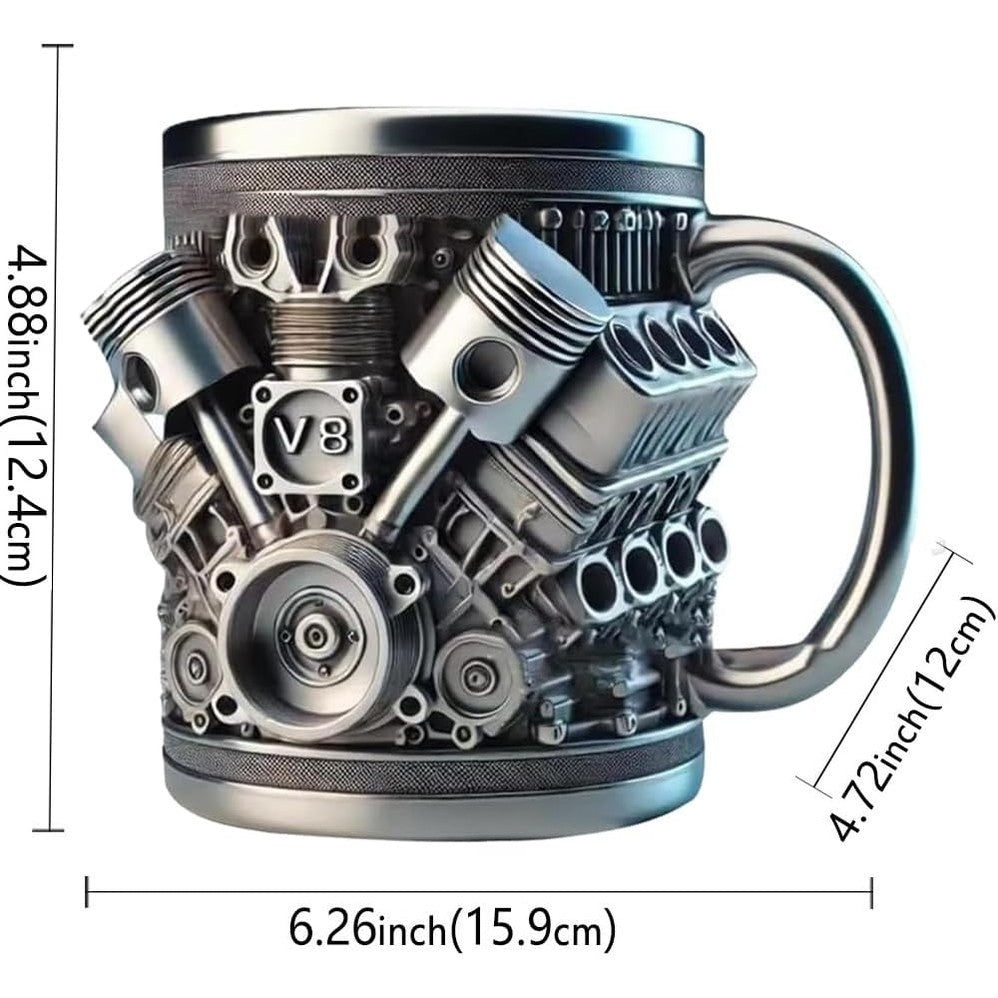 V8 Engine 3D Coffee Mug: Fuel Your Morning with Horsepower!