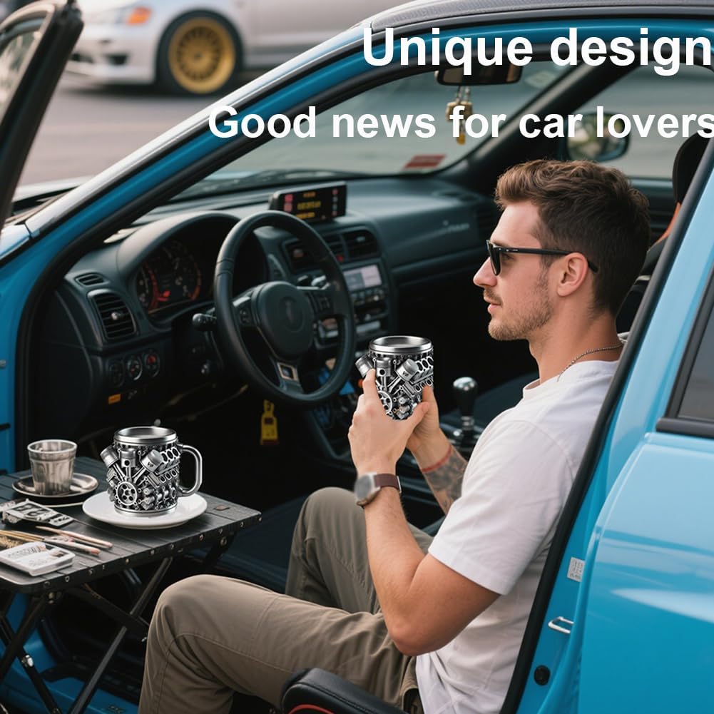 V8 Engine 3D Coffee Mug: Fuel Your Morning with Horsepower!