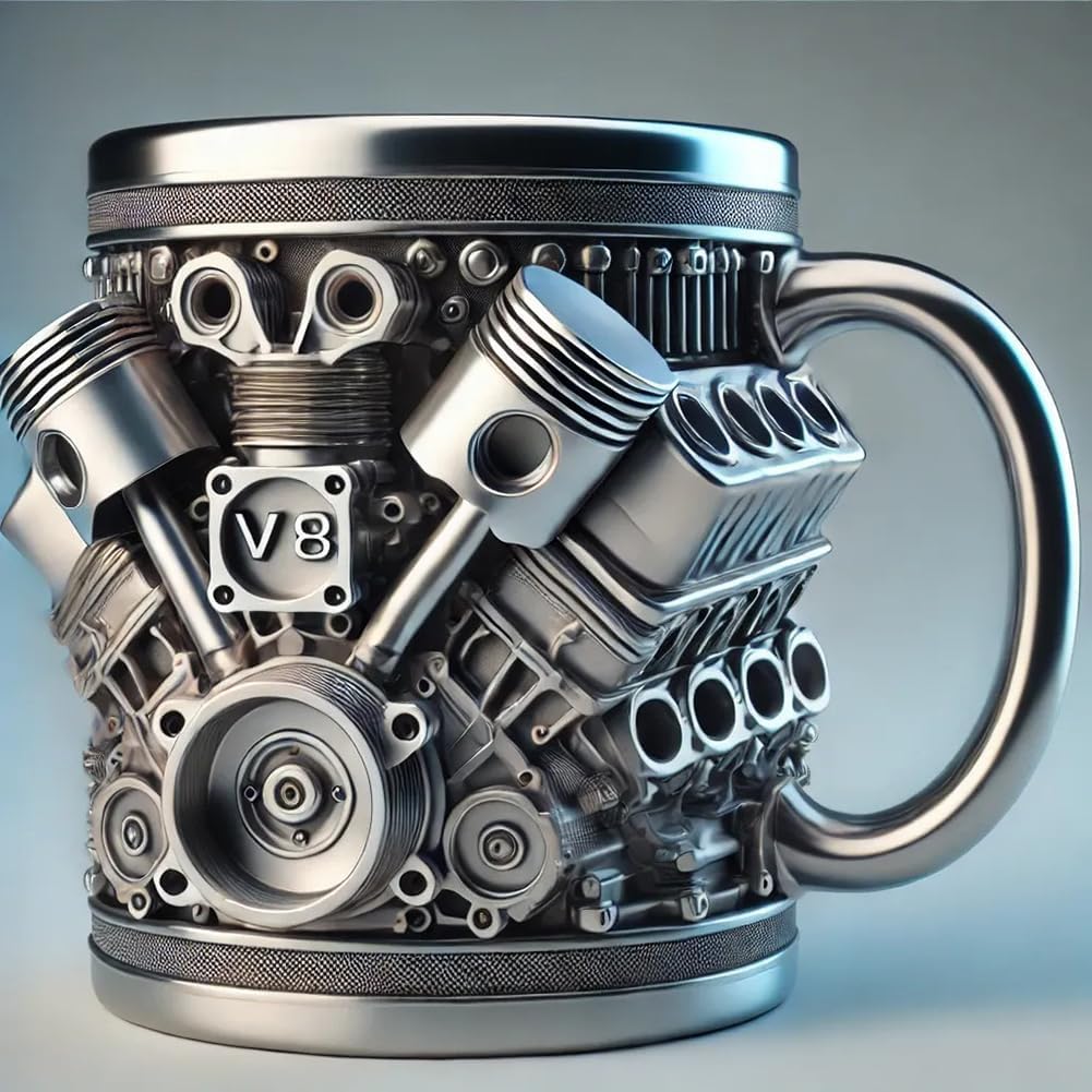 V8 Engine 3D Coffee Mug: Fuel Your Morning with Horsepower!