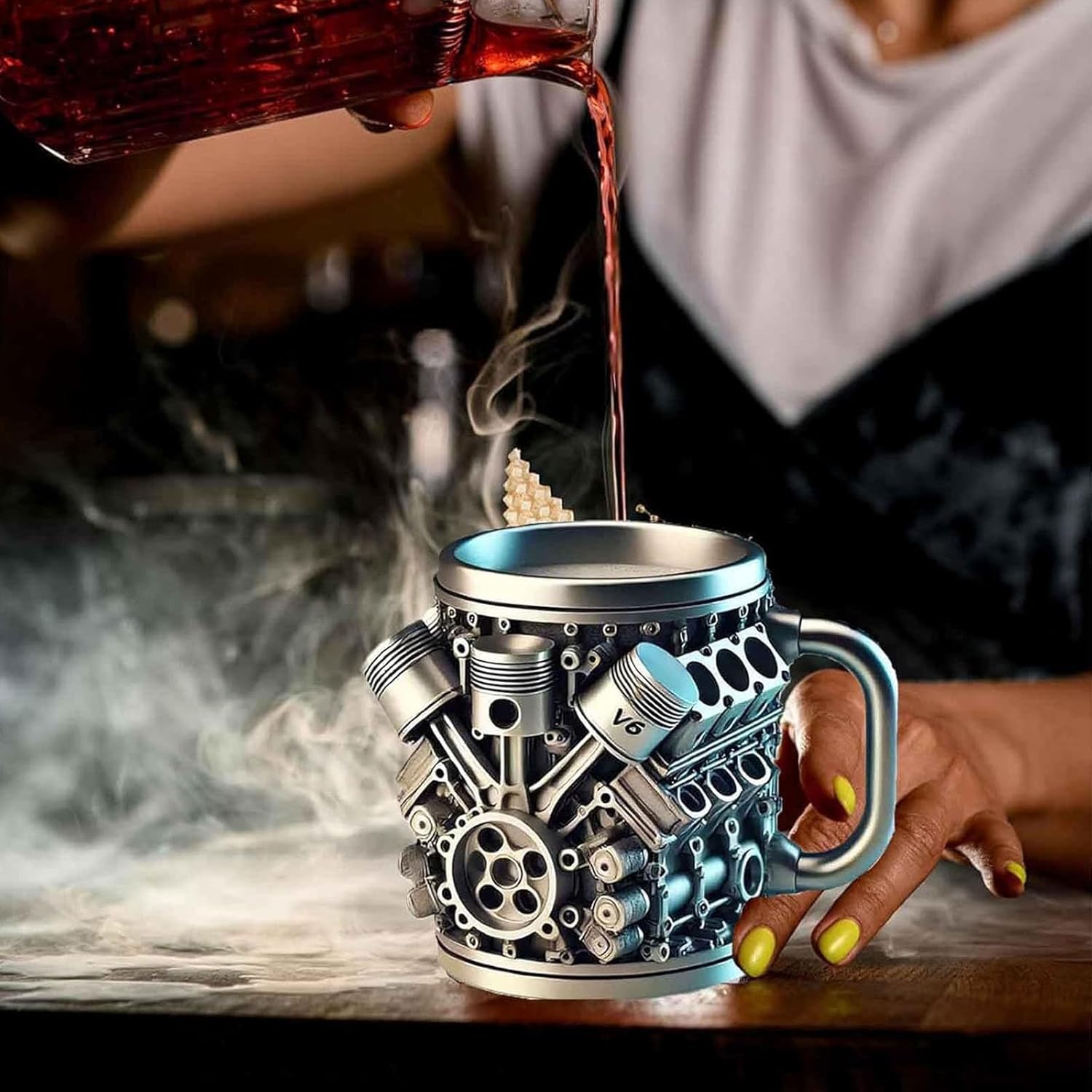 V8 Engine 3D Coffee Mug: Fuel Your Morning with Horsepower!