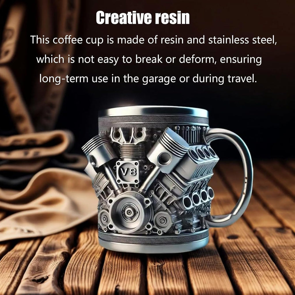 V8 Engine 3D Coffee Mug: Fuel Your Morning with Horsepower!