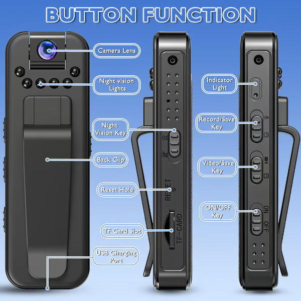 The HD 1080P Rechargeable Mini Body Camera - Capture Everything. Discreet HD Power, Day or Night.