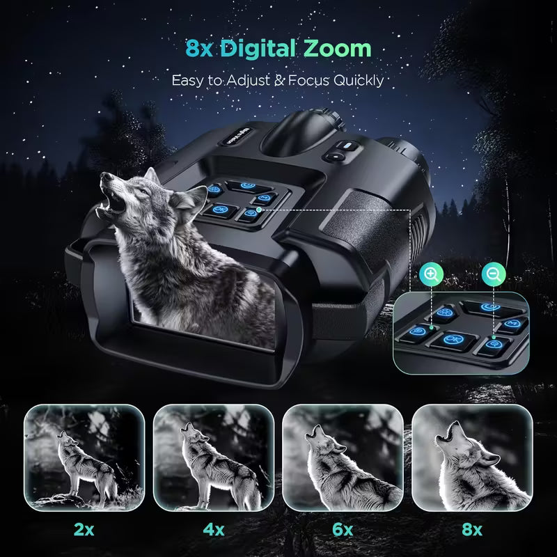 8x 4K Ultra HD Night Vision Binoculars - Master the Darkness. 4K Clarity and 600-Meter Detection Range.