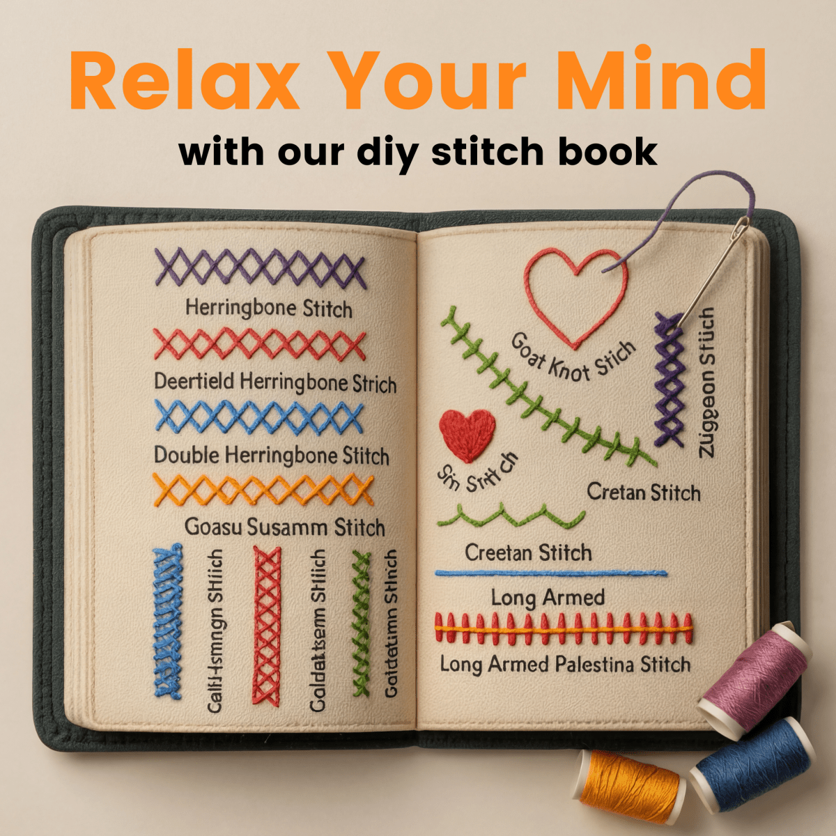 DIY Embroidery Stitch Book Kit: The Complete Set