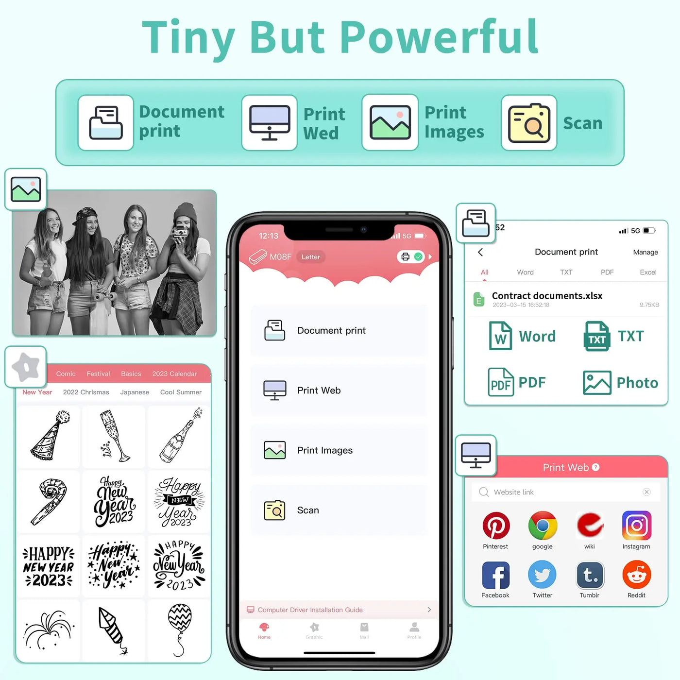 Portable Thermal Printer – Wireless Bluetooth Inkless Printer MK500