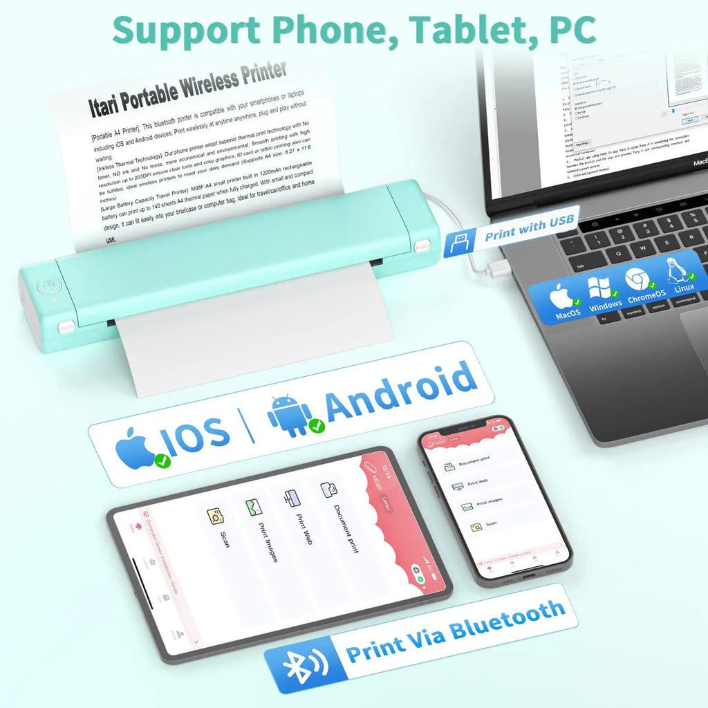 Portable Thermal Printer – Wireless Bluetooth Inkless Printer MK500