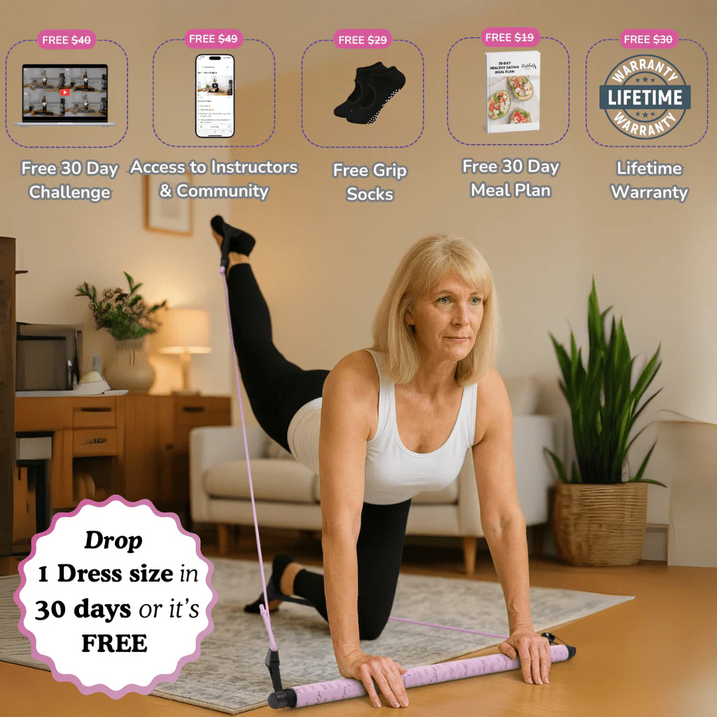 The Simple & Safe Fitness Pilates Bar - Simplified Fitness. Strong, Slim, and Confident at Home.