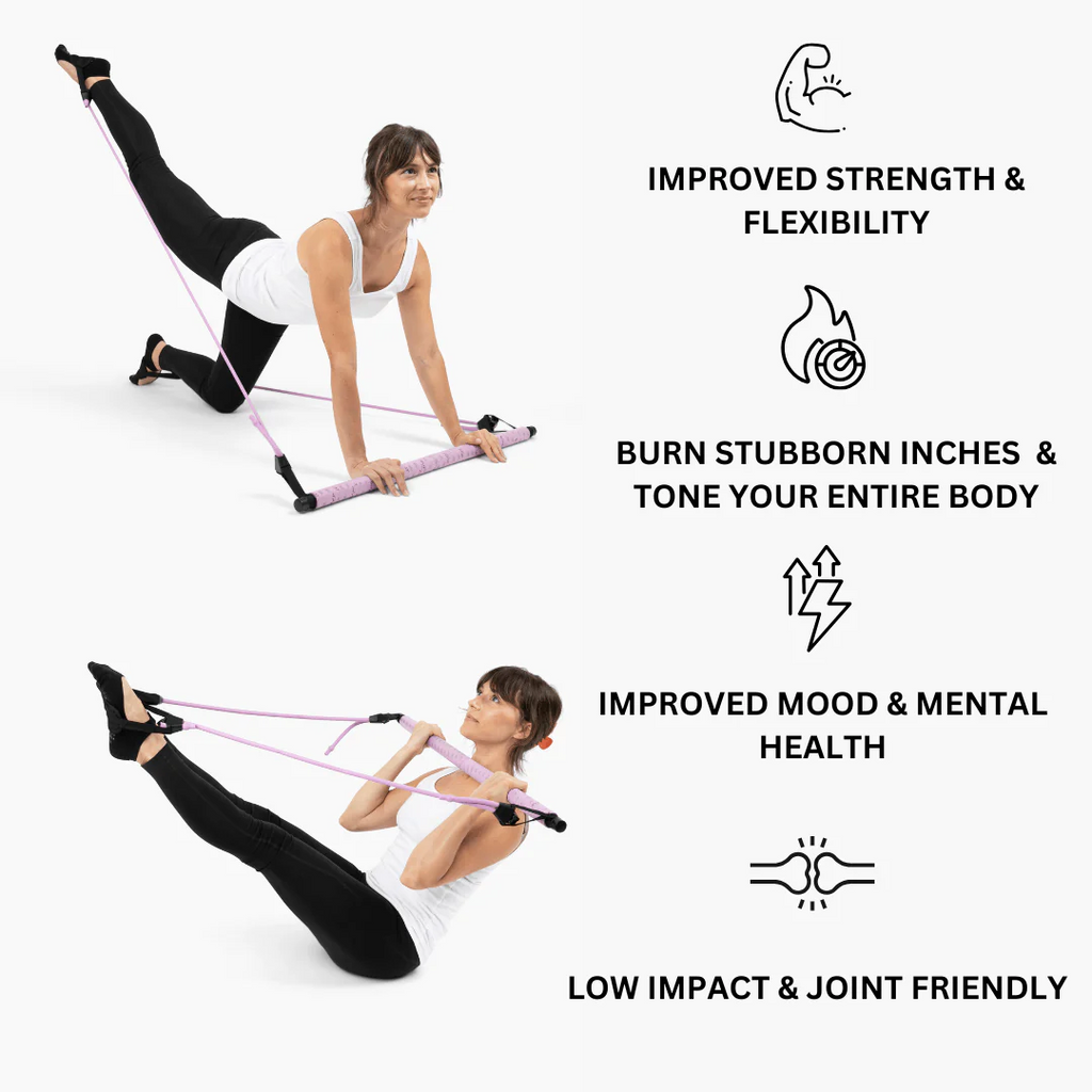 The Simple & Safe Fitness Pilates Bar - Simplified Fitness. Strong, Slim, and Confident at Home.