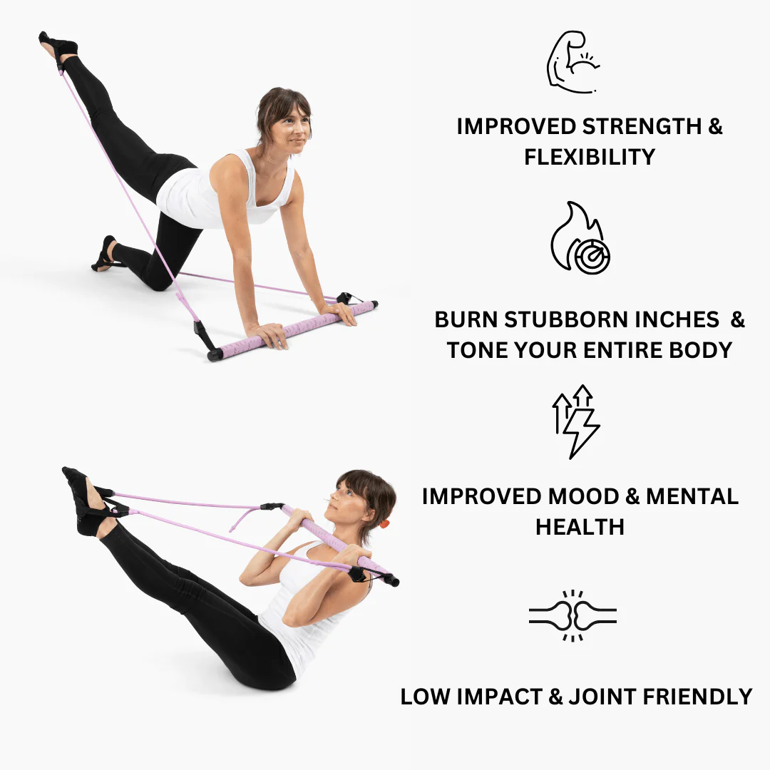 The Simple & Safe Fitness Pilates Bar - Simplified Fitness. Strong, Slim, and Confident at Home.
